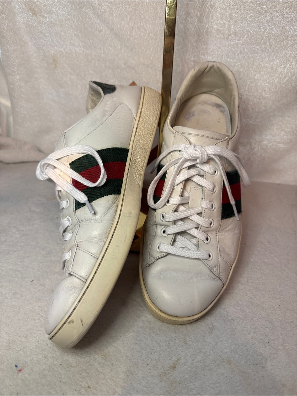 Gucci Ace Italy Made Leather Mens US 11 UK 11 Low Sneakers Shoes 386750